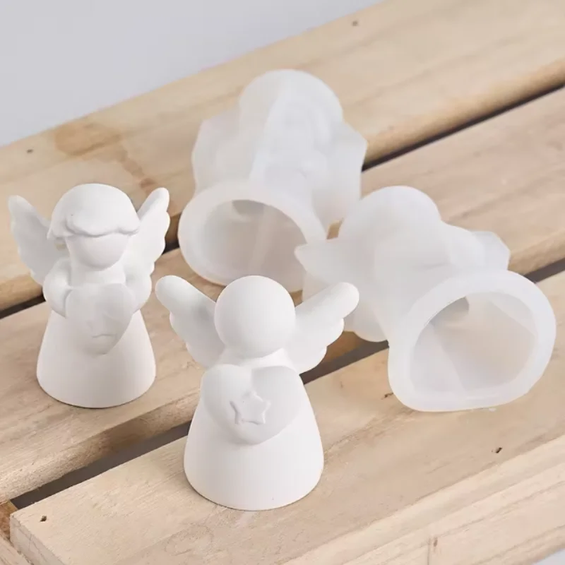 Molde de vela perfumada de silicona con alas de corazón 3D, escultura DIY para niña, decoración de yeso, Molde de resina humana hecho a mano para regalos de cumpleaños