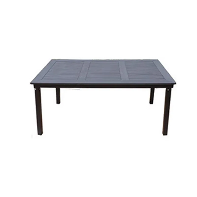 

Outdoor plastic wood table and chair combination, outdoor courtyard preservative wood open air garden wrought iron