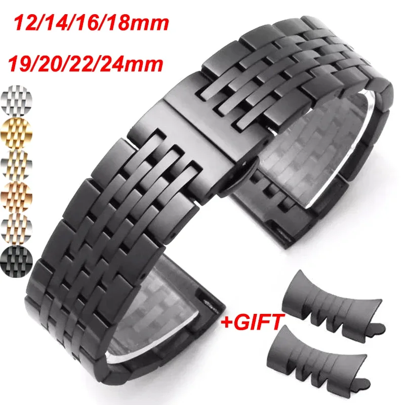 

12/14/16/18/19/20/22/24 мм браслет из нержавеющей стали для Tissot for Citizen for Longines для Seiko, аксессуары для ремешка для часов