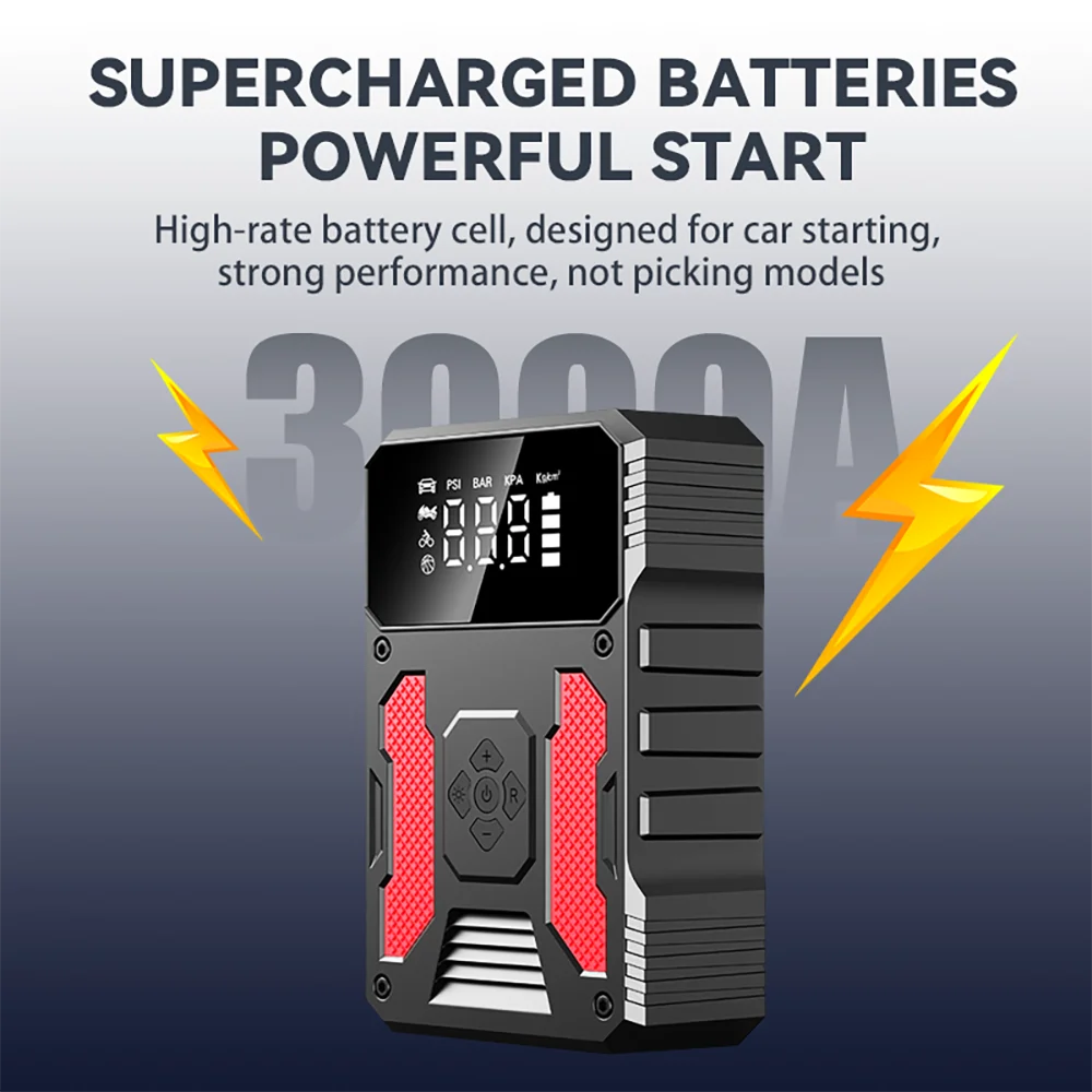 12V Portable Car Jump Starter Air Pump Auto Battery Booster Charger Car Emergency Booster Power Bank Starting Device