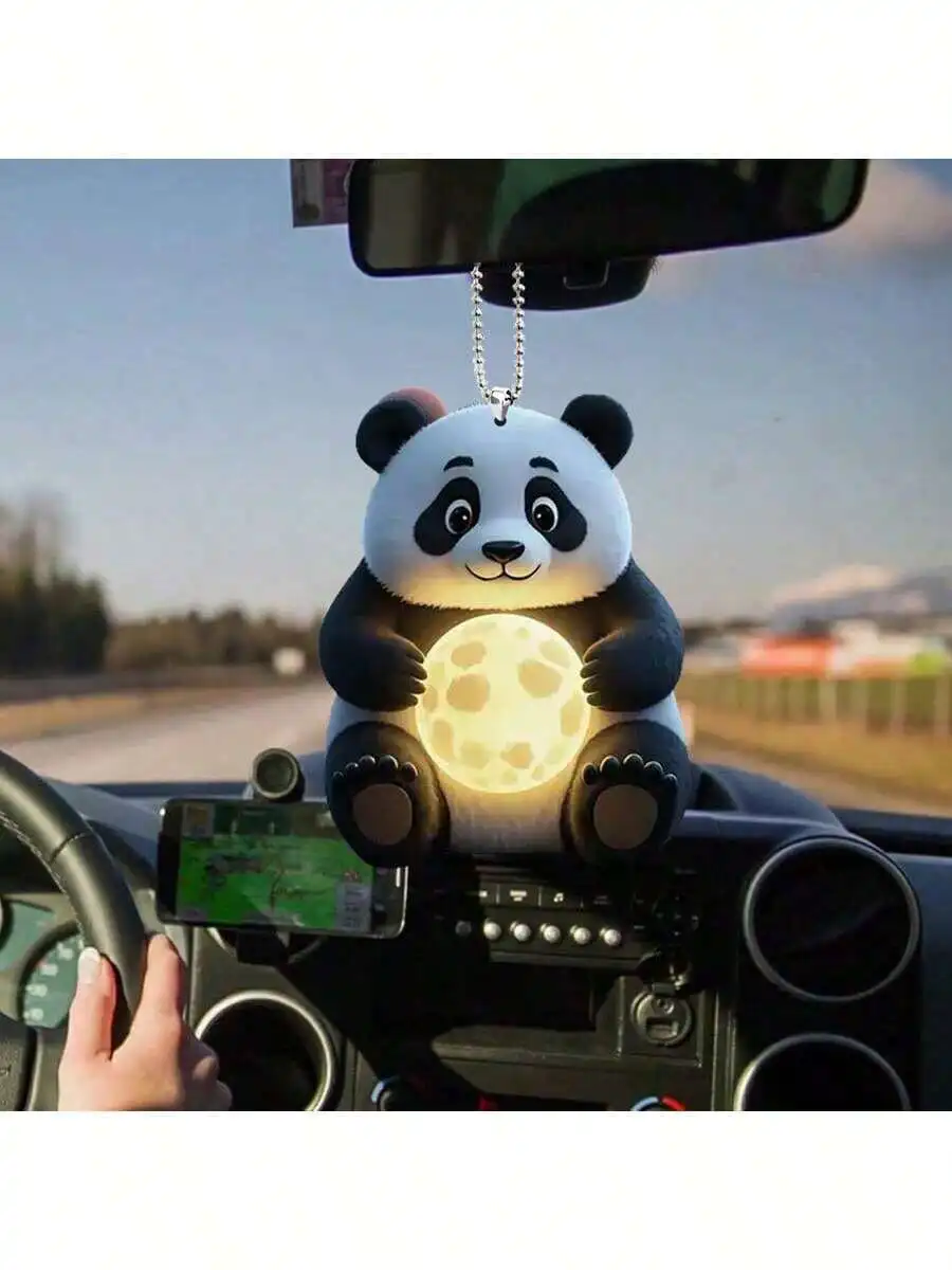 1pc Panda Acrylic Pendant, Suitable For Car Rearview Mirror, Backpack Decoration