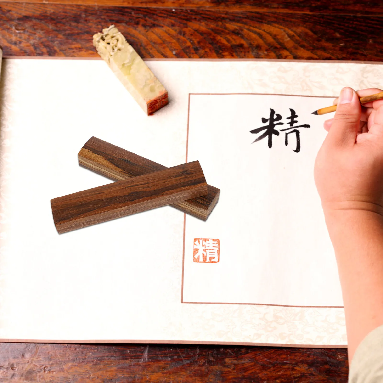 

Набор из 2 бамбуковых пресс-папье для каллиграфии, полированная поверхность, устойчивый вес, ветроустойчивый инструмент для фиксации бумаги при занятиях каллиграфией