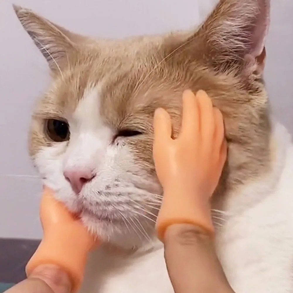 Adult Kid Novelty Toys Funny Mini Hands Creative Finger Fidget Toys Simulation Soft Small Hand Tease the Cat Pet Toy Simulation