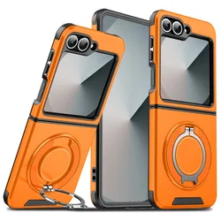 Z Flip 6 Magnetic 360 Rotating Bracket Phone Case for Samsung Galaxy Z Flip 6 Flip6 Ring Holder Hard Shell Protective Cover