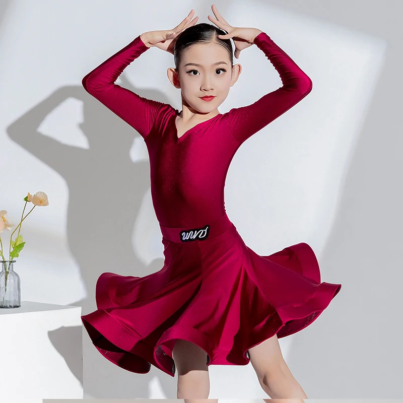 

Multi-Color Latin Dance Competition Costume For Girls Rumba Tango Performance Stage Wear Cha Cha Practice Clothes Dancewear 1363