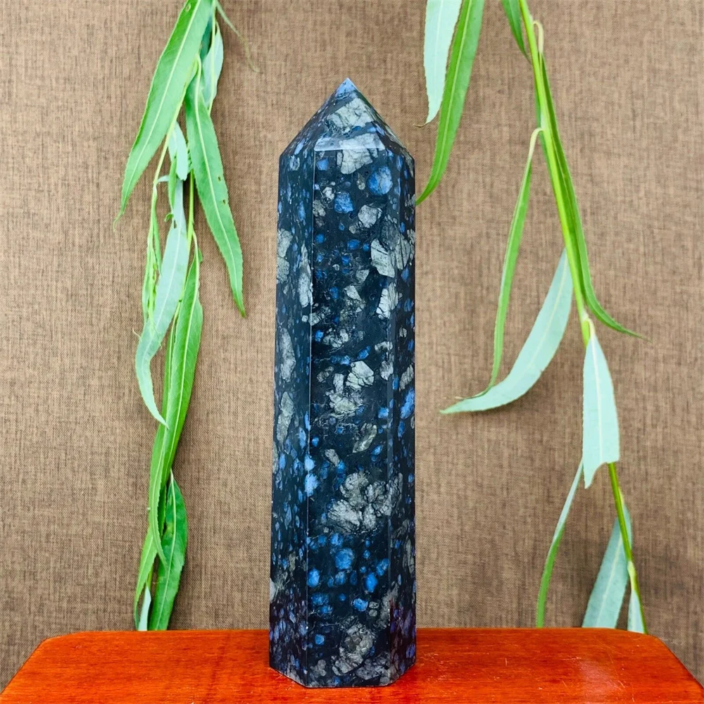 Natural Que Sera Blue Amphibole Obelisk Tower, Room Decoration, Witchcraft Spirit, Prayer Meditation Stone, Healing