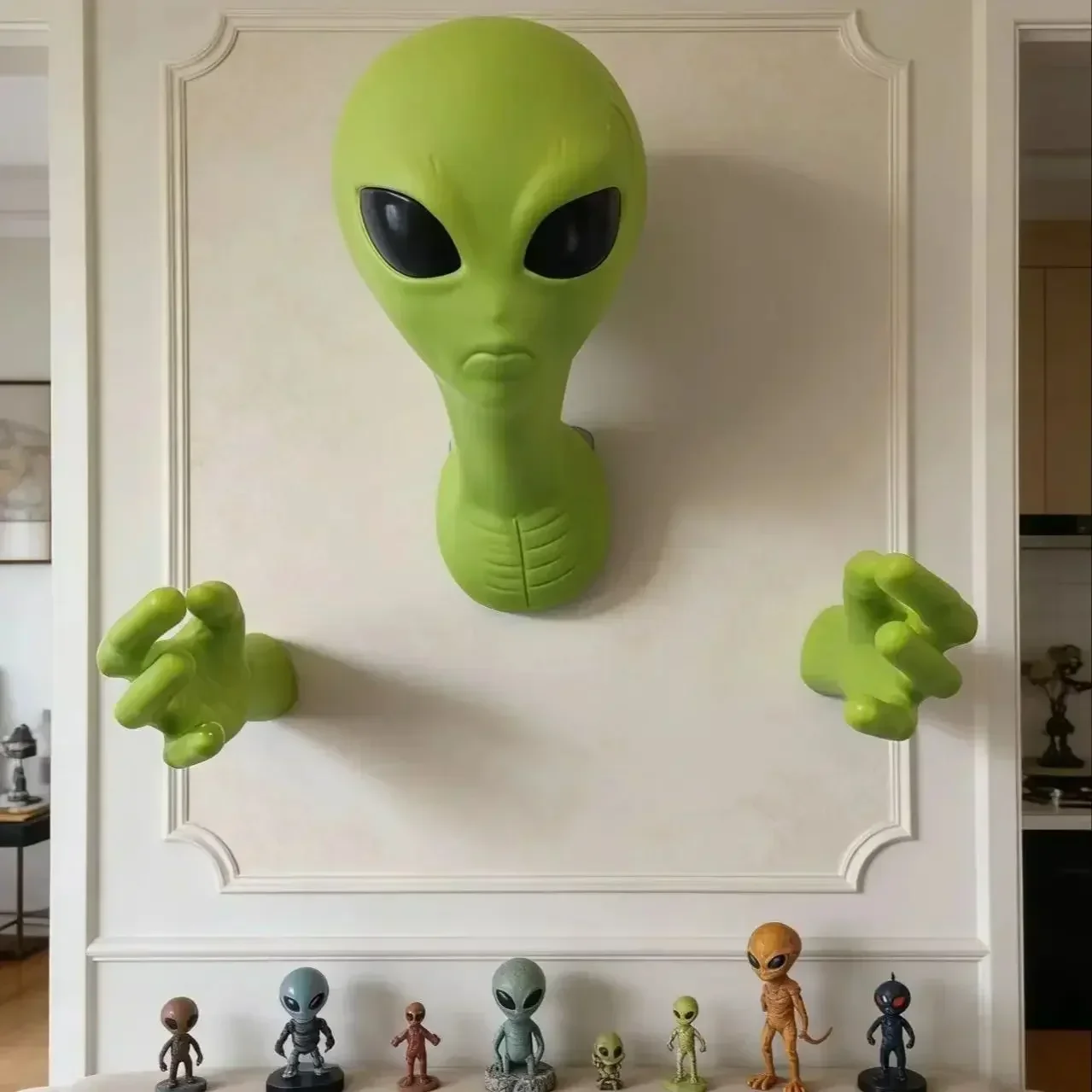 Area 51 UFO Green Alien Wall Hanging Sci-Fi Art Decor for Home Bedroom Living Room Creative Couple Gift