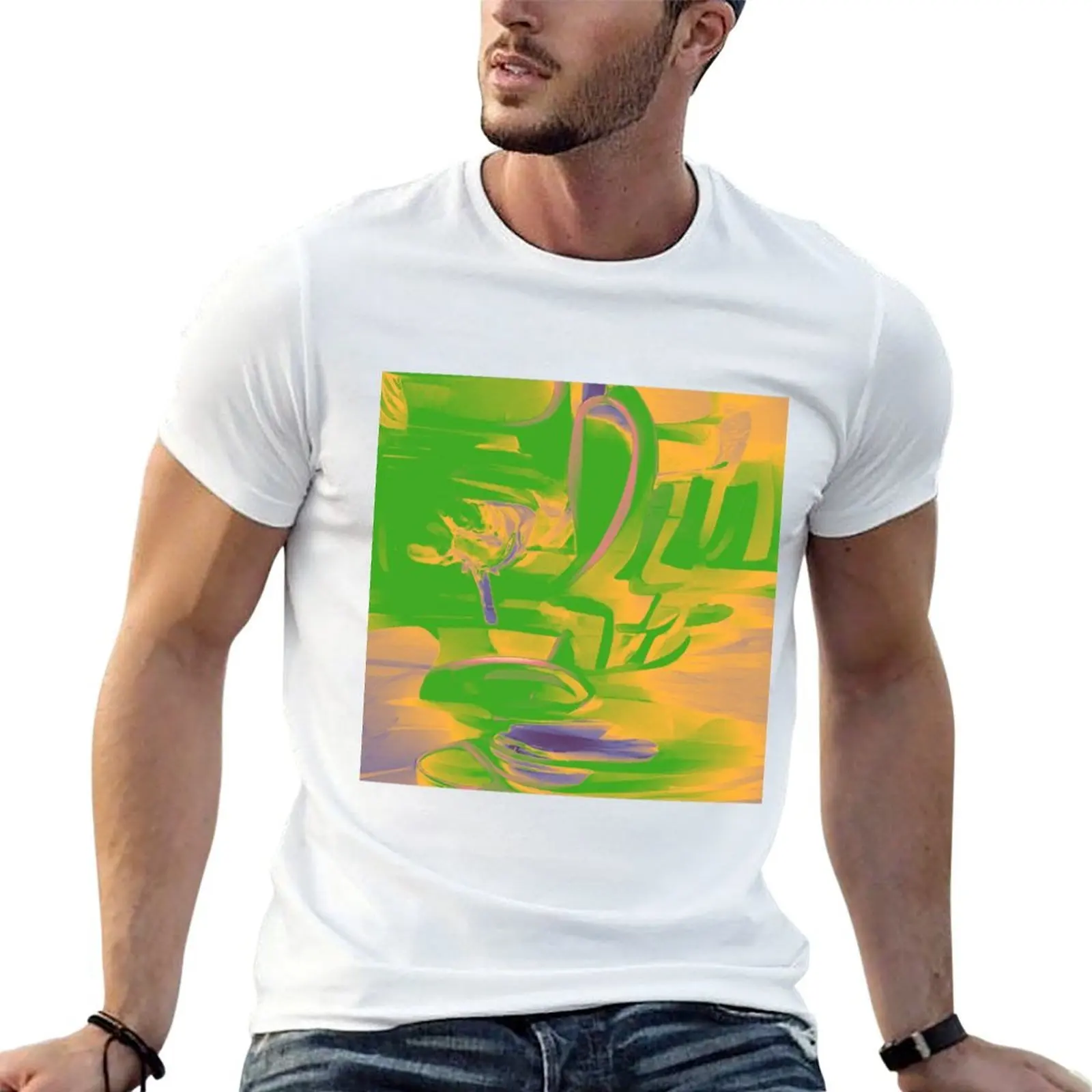 

Sunlit Meadow: Cheerful Yellow and Green Pattern Desig T-Shirt man t shirts cotton T-Shirt