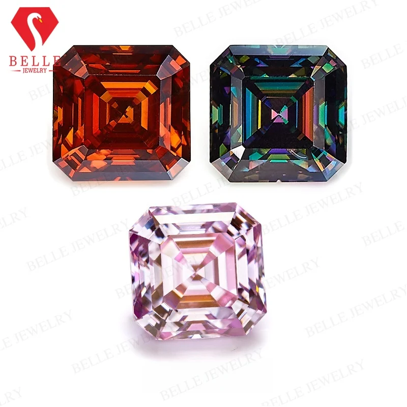 

Plating Moissanite Stone Multicolor Asscher Cut Diamond Gem Loose Stone for Jewelry Making Engagement Ring Pendant Necklace