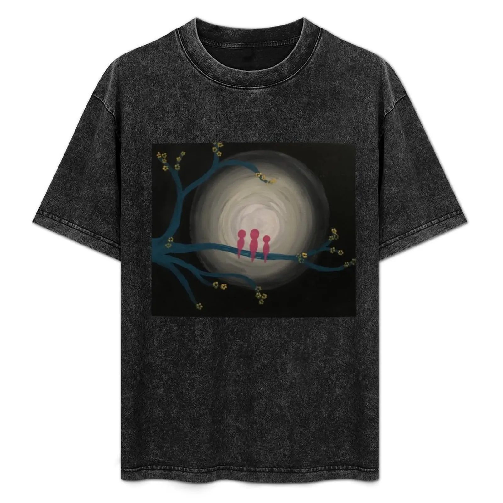 Cherry Blossom Birds T-Shirt Fashion Pattern Printed Tee Shirt