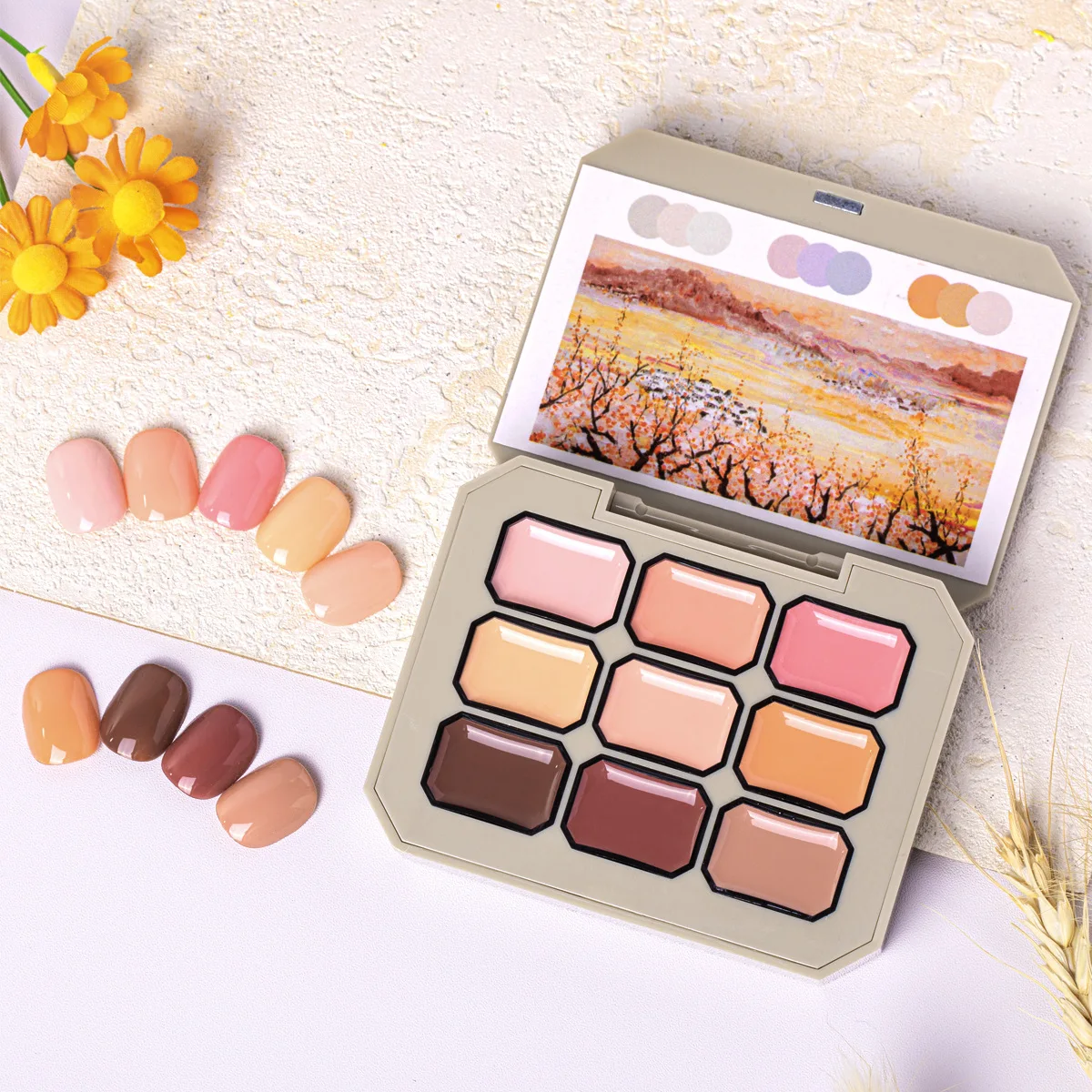 

Гель-лак для ногтей 9 цветов, твердый, для рисования и градиентного эффекта, снимаемый, в стиле палитры теней для век, для нейл-арта, принадлежности для маникюра