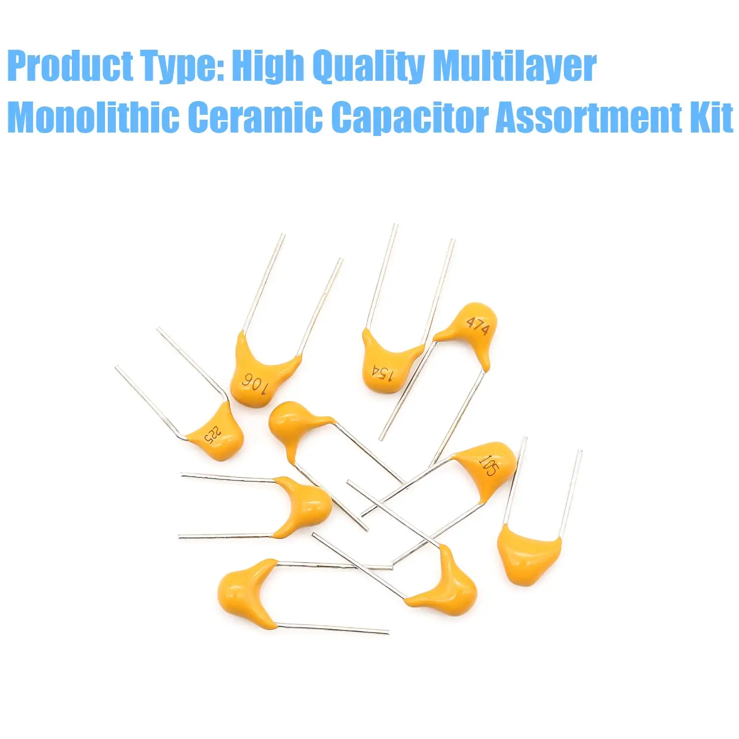 100pcs/set Multilayer ceramic capacitor 50V (100~106) 10pF~10uF 102 103 104 105 22pF 33pF 47pF 10nF 100nF 0.1uF 1uF Pin=5.08mm