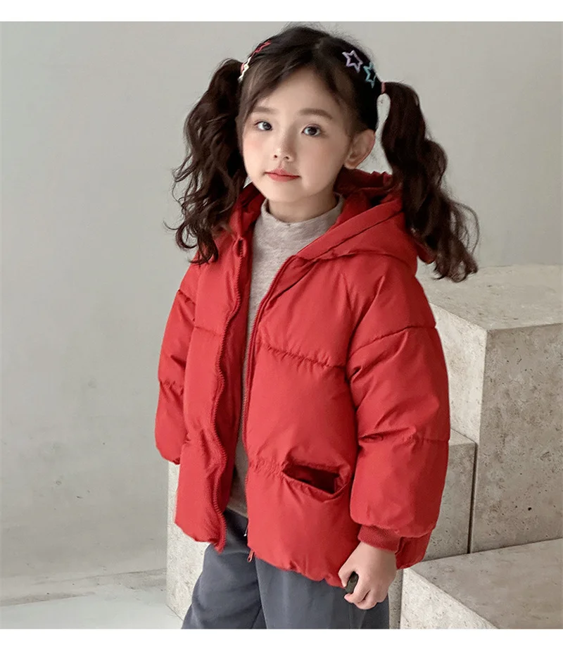 New Baby Warm Jacket Winter Toddler Thickened Outerwear Boys Girls Solid Hooded Coats Children Windproof Overcoat Snowsuit 2-6Y