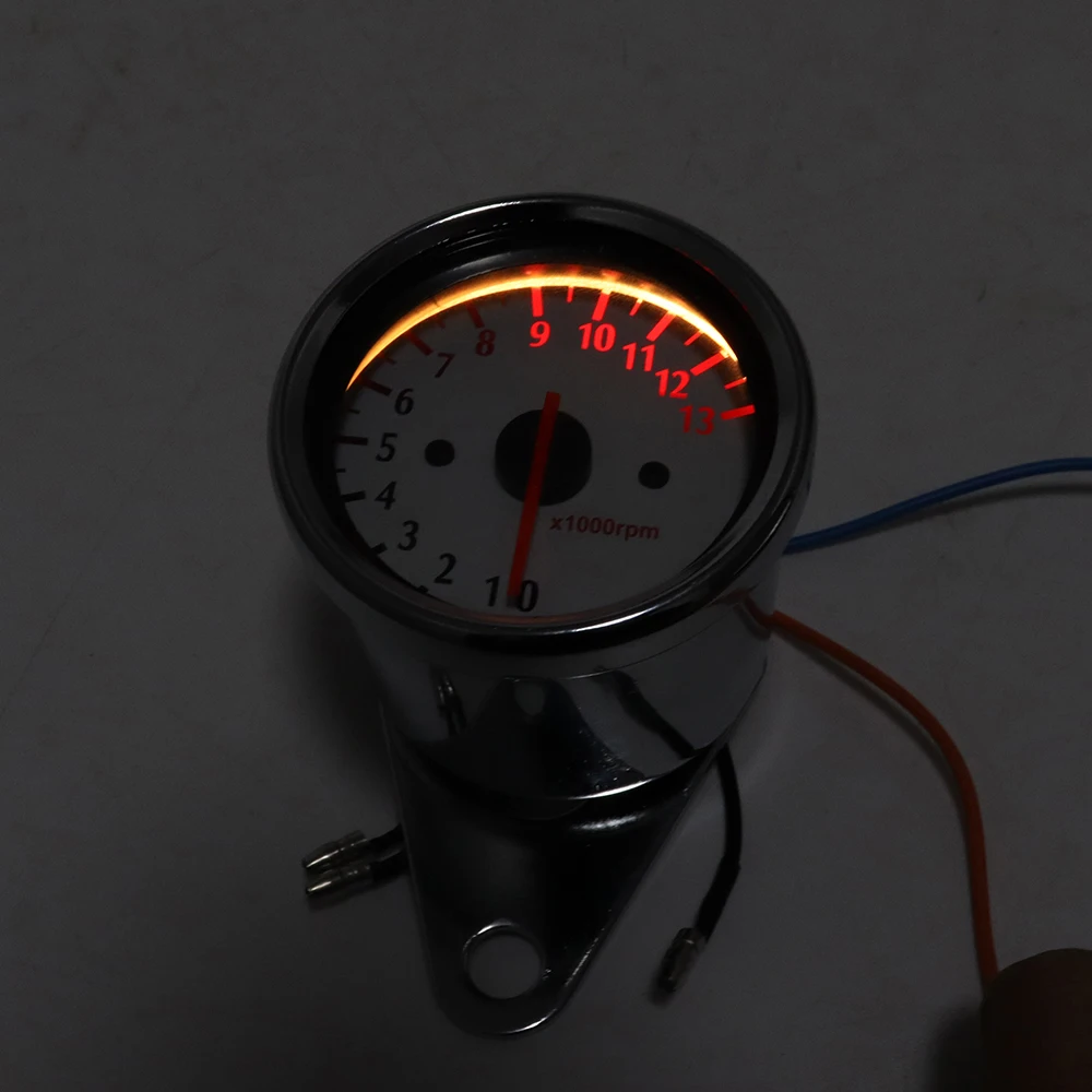 Retro Motorcycle Tachometer 0-13000 Tach RPM Gauge Rev Counter LED Screen DC12V Universal Metal Speedometer Tachometer Gauge - view 3