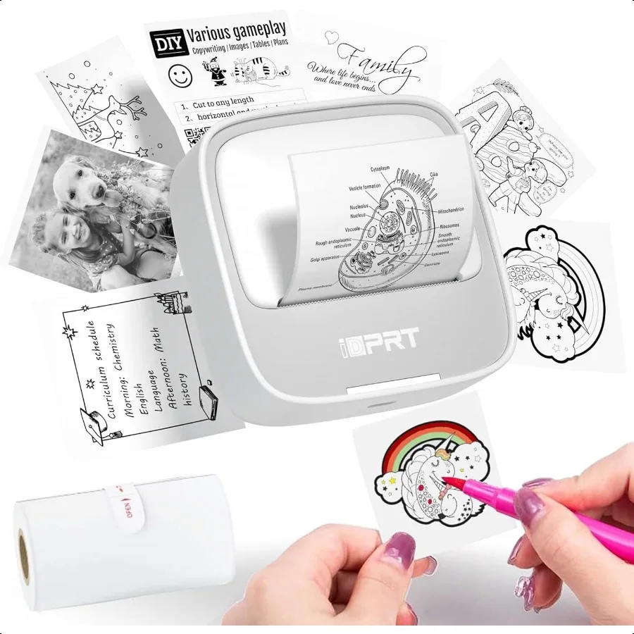 

Портативный производитель наклеек hine с 1-рулонным мини-принтером для наклеек, эффективным и быстром термопринтером для учебных заметок, выбор