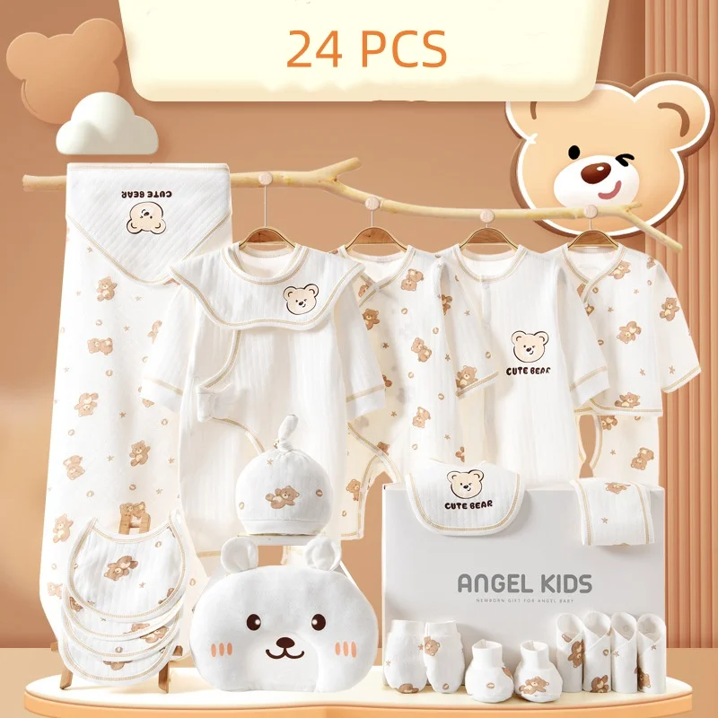 21/24/26 pieces/lot Newborn Baby Clothing Set Boys Girls 100% Cotton Infant Outfits Spring Autumn  Baby Hat Bib Clothes Suit