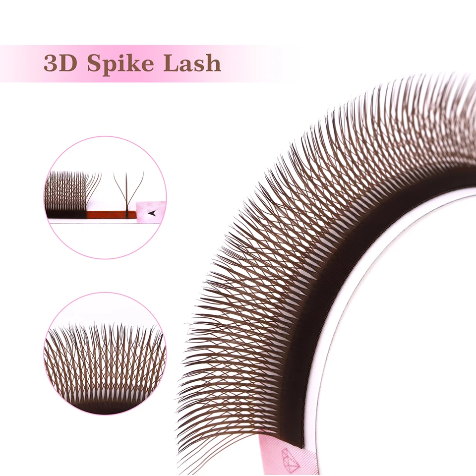 Neue braune 3D Spike W-förmige Wimpern, Wimpernverlängerung, vorgefertigte russische Volumenwimpern, Faux Mink, weich, leicht, natürlich, Kreuz-YY-Wimpern – Detail 4