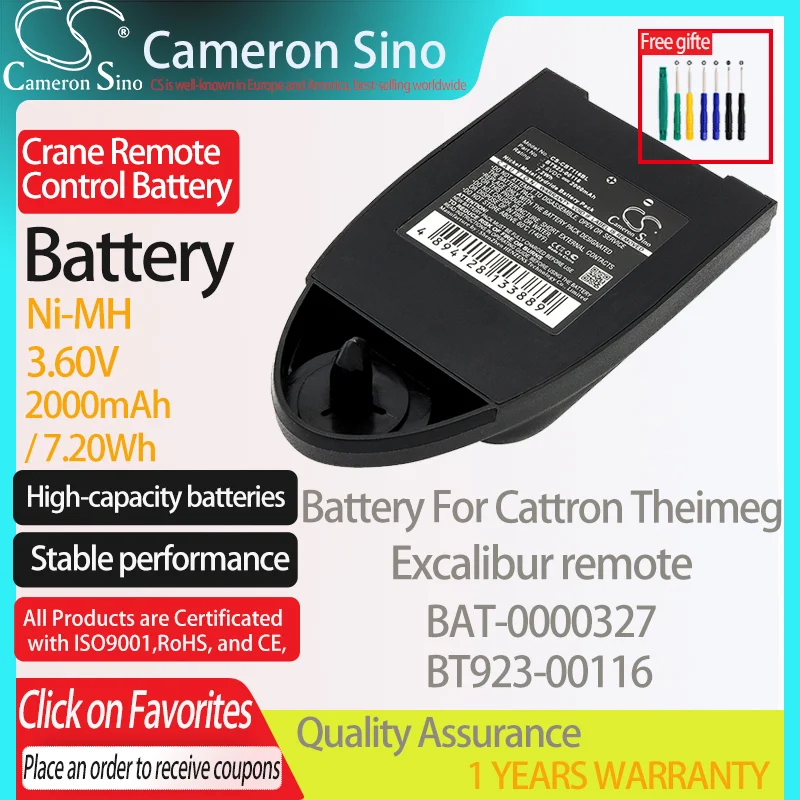 CameronSino Battery for Cattron Theimeg Excalibur remote fits BAT-0000327 BT923-00116 Crane Remote Control battery 2000mAh 3.60V