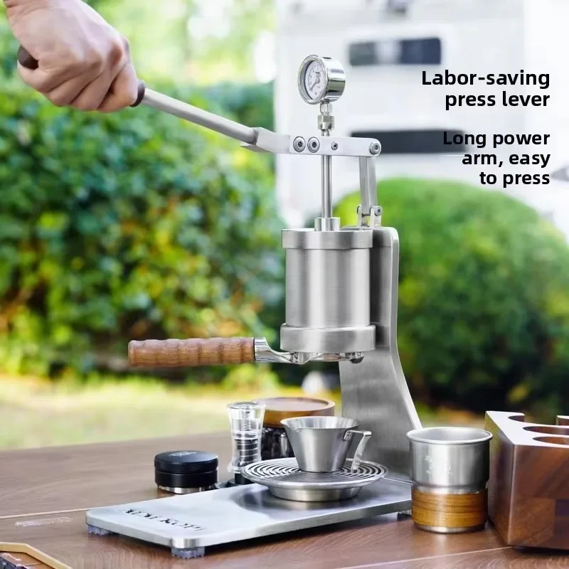 New 58mm Portable Lever Pull Stainless Steel Manual Lever Espresso Machine No Electricity Hand Press Coffee Machine