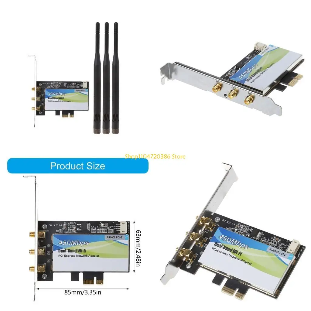 

K0EA Wireless PCI-Express WiFi Adapter for PC 300Mbps INTEL6300 AR5008 6Dbi Antennas