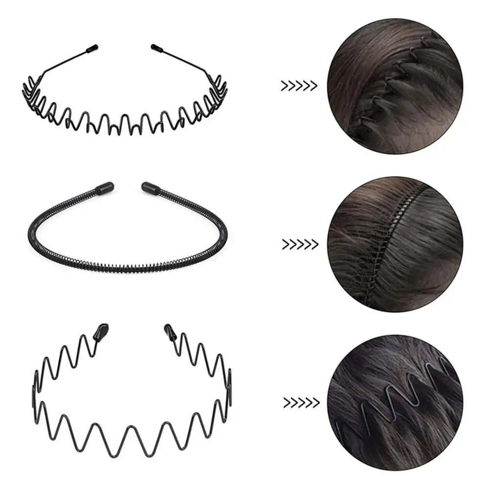 Metal Iron Headband Mens Women Unisex Black Wave Hair U2G1 5mm Width Fashion Head Hoop Hair Sport Band Accessories Hairband P3J3