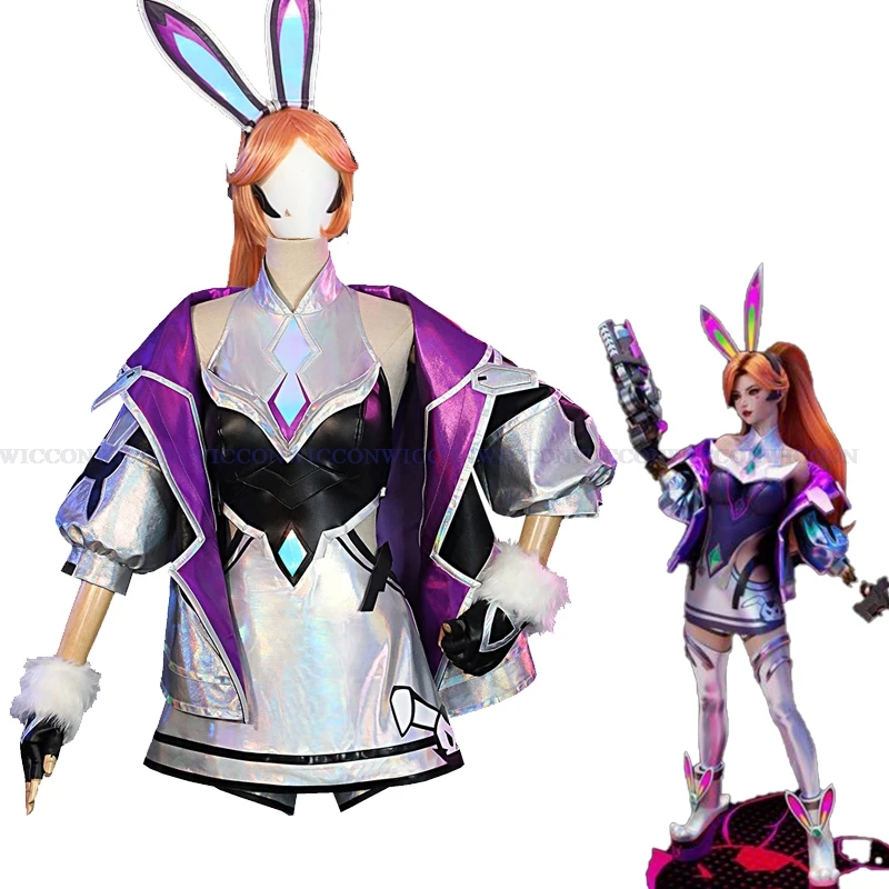 LOL Bunny MISS Fortune วิกชุดคอสเพลย์ผู้หญิง LOL Skin Suit ทั้งชุดเกมอนิเมะฮาโลวีนเครื่องแต่งกายเซ็กซี่สำหรับผู้หญิง