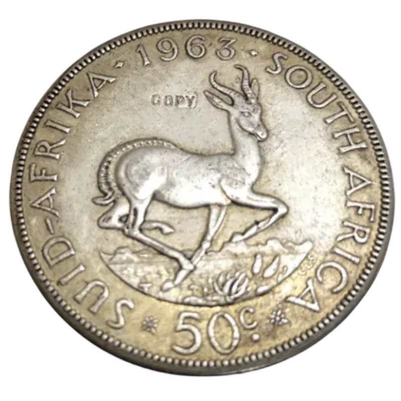 1963 South Africa 50 Cents 1st decimal series Silver plated Coin Copy