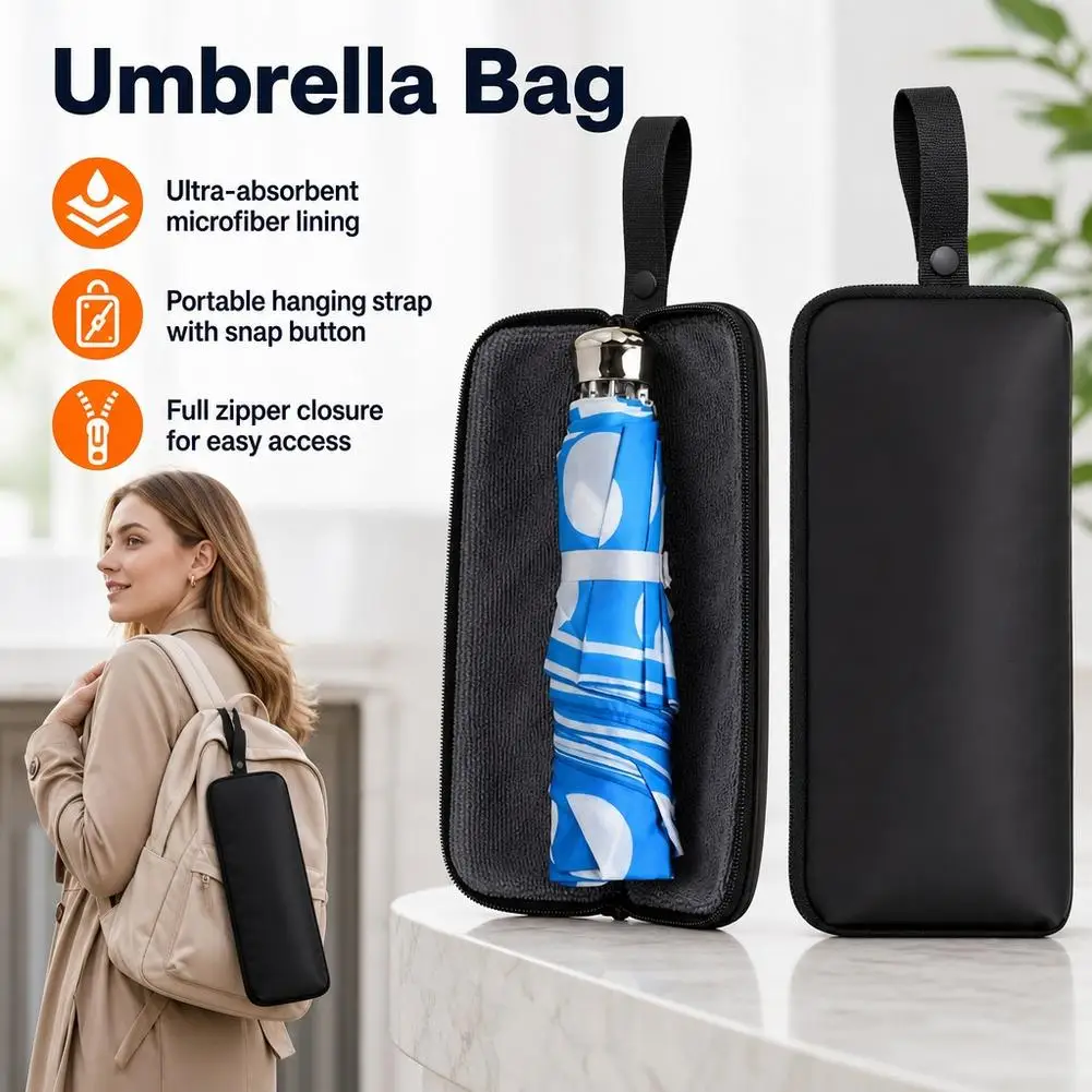 Reusable Absorbs Water Wet Umbrellas Bag Portable Umbrella Storage Cover With Handle Umbrellas Carrying Case Bag
