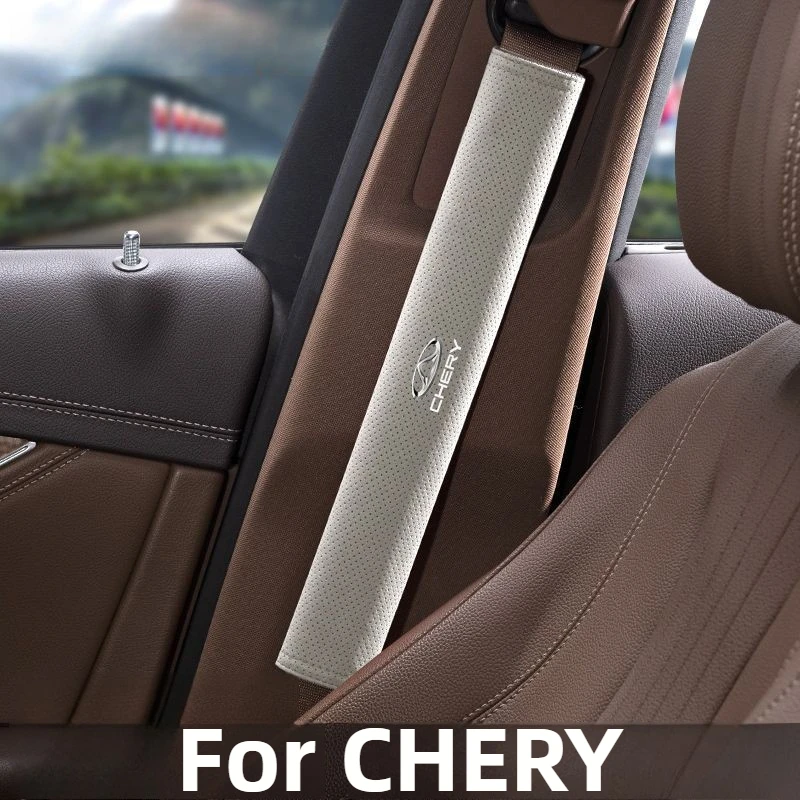 

For CHERY Accessories Vehicle Seat Belt Cushion Moisture-Premium Suede Leather Wicking Comfortable Pressure-Relieving Magic Tape