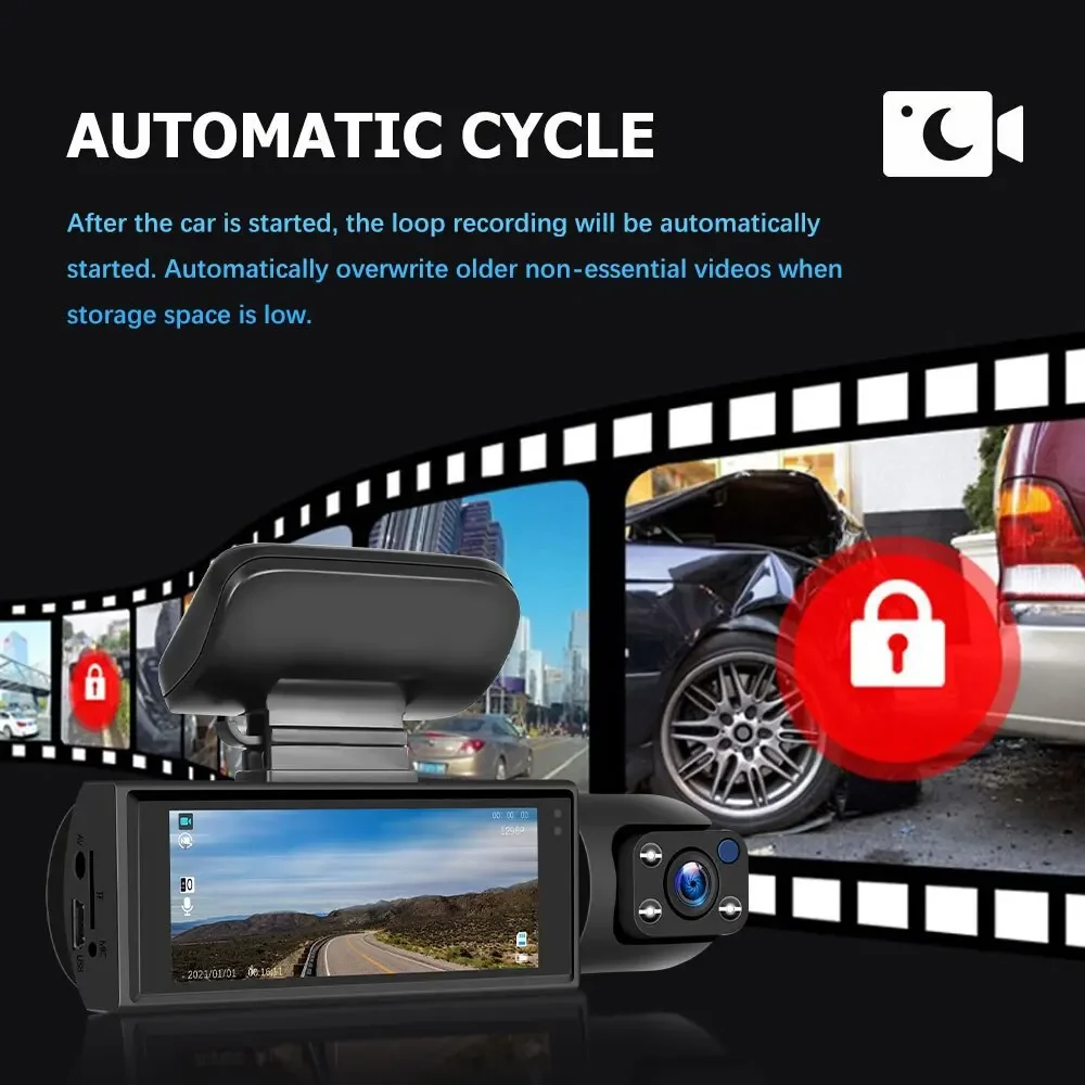 XZY M8 1080P Dual Lens Car Dash Cam Front Rear Simultaneous Recording Multi-language Support Driving Video Recorder