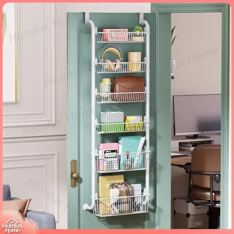 No Punch Door Hanger Kitchen Wall Hanging Net Basket Seasoning Storage Rack Bathroom Toiletries Organizer Space Saving Over