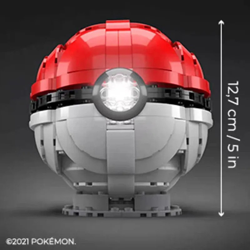 Mega Bloks Pokemon Poke Ball Assembly Model Kit Action Figures Can Emit Light Desktop Ornament Boys' Puzzle Toy Collectible Gift