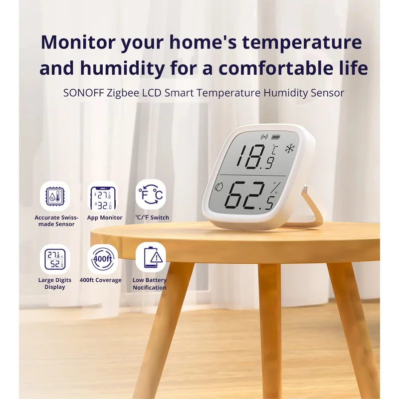 SONOFF SNZB-02D LCD Smart Temperature Humidity Sensor Remote Real-time Monitoring  Home Sonoff Zigbee 3.0 Sensor