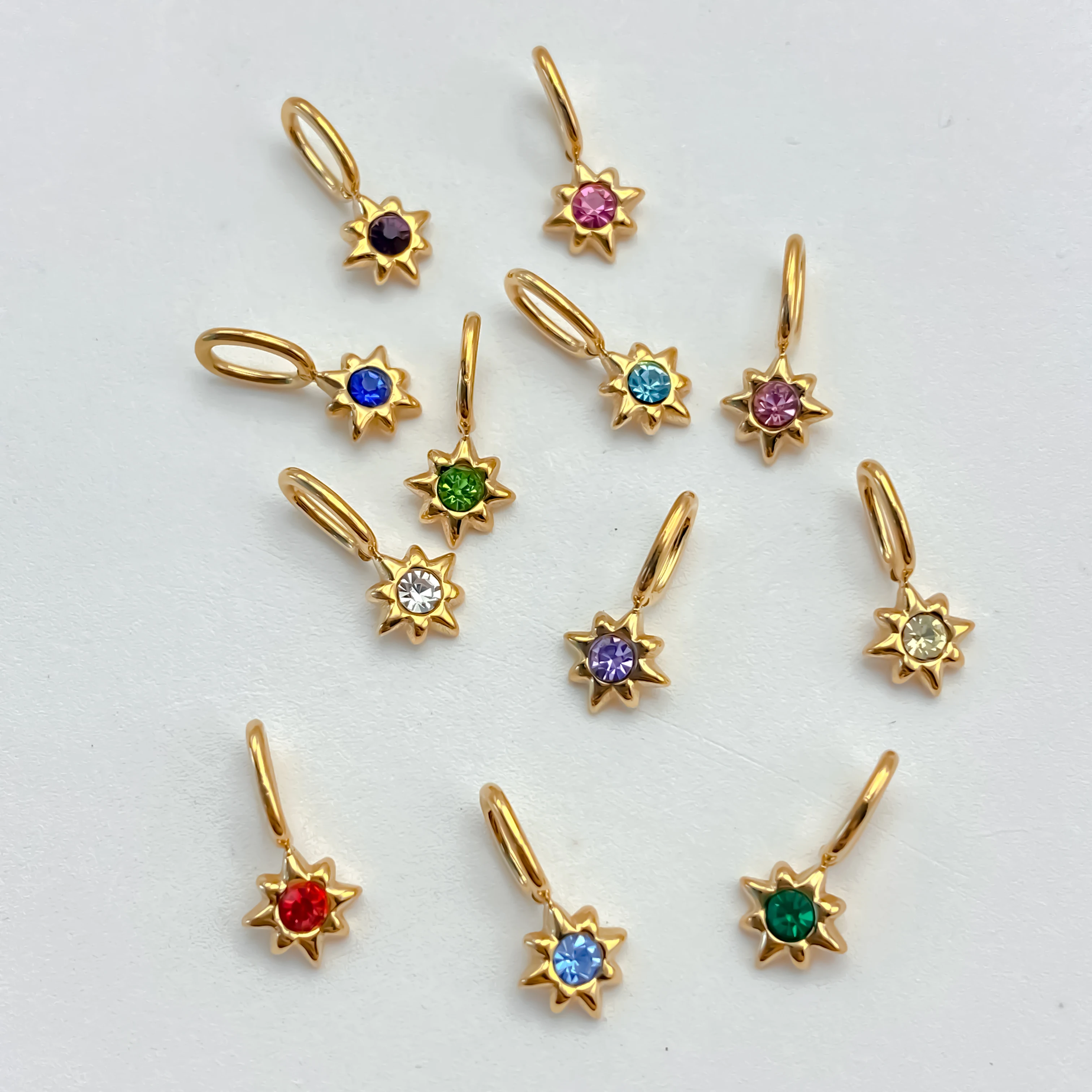 قلادة DIY على شكل نجمة سلسلة حجر الولادة من الفولاذ المقاوم للصدأ إكسسوارات قلادة سلسلة المفاتيح مستلزمات صناعة المجوهرات