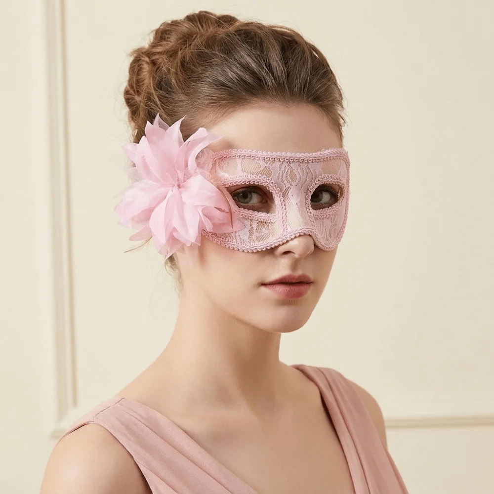 Flower Half-Face Mask Seductive Style Multicolor Masquerade Ball Mask Cosplay Masquerade Halloween Festival Party Mask