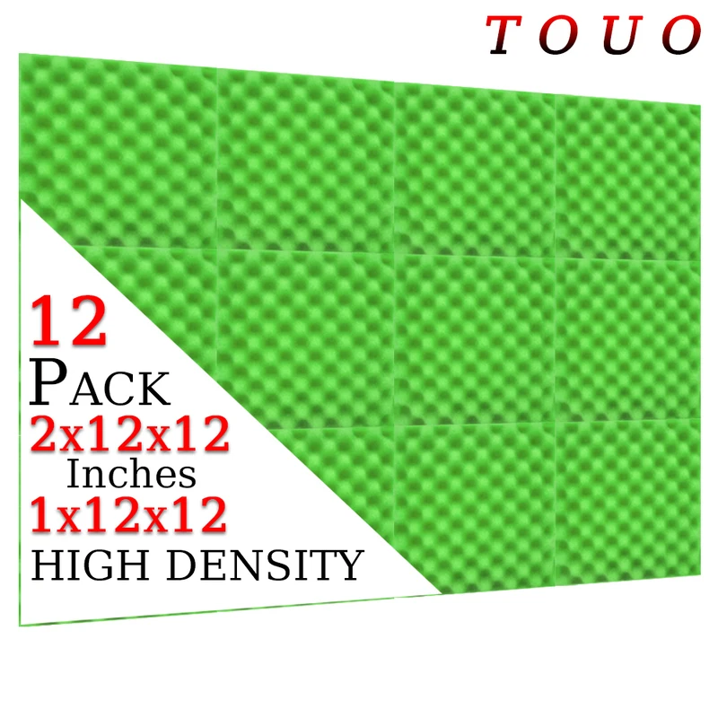 

TOUO Egg Crate Acoustic Foam 12 Pcs High-Density Sound Absorbing Foam Panels Music Studio Acoustic Treatment Wall Soundproofing