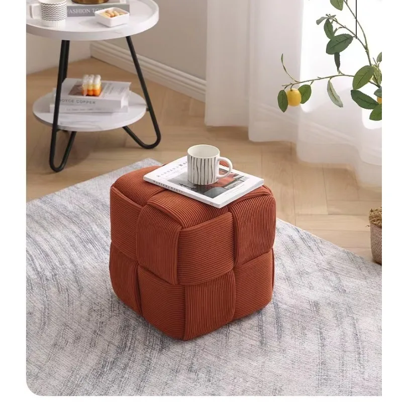 Small stool household tea machine Small square stool Separate sofa stool Foot pedal seat pier shoe changing stool Solid wood - view 2
