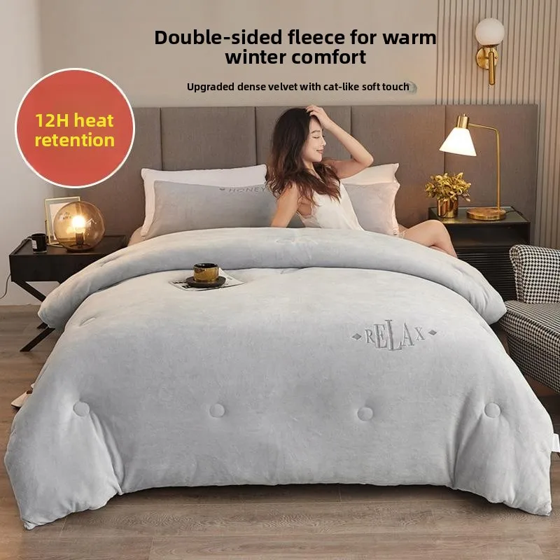 Thickened Milk Velvet Winter Quilt Warm Bedding Duvet Core for Single Or Double Bed Dormitory 2025 New Arrival Cotton Quilt
