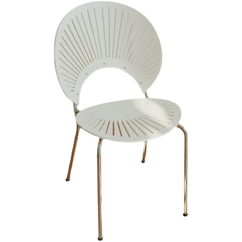 

Nordic Modern Simple White Dining Chair Household Shell Solid Wood Chair