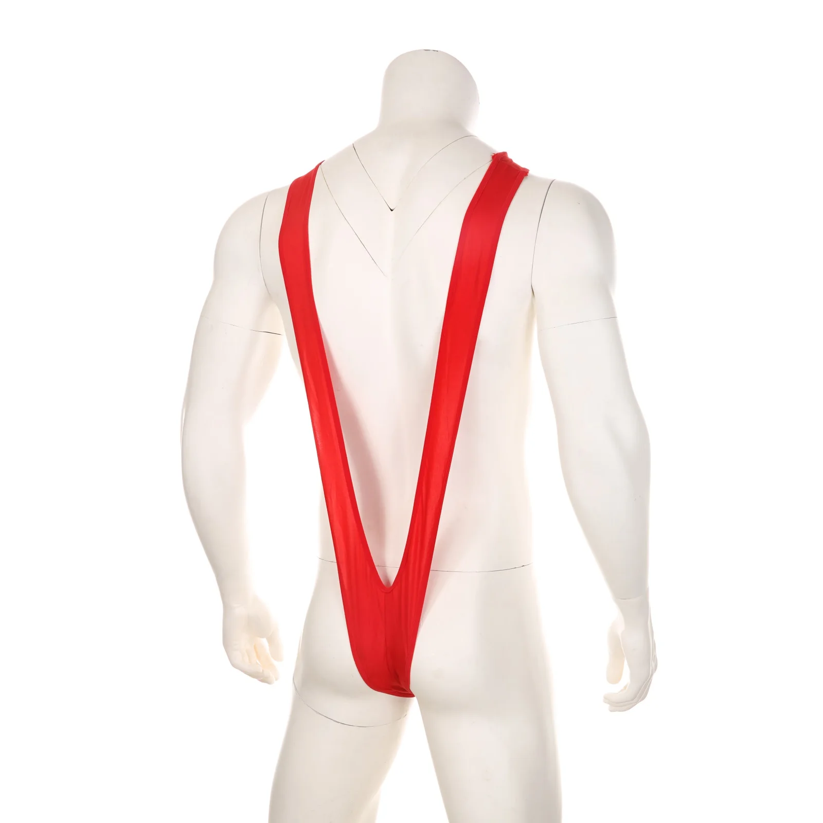 Seksi erkek erotik iç çamaşırı mayo askıları Borat Mankini tek parça V Sling streç tekli Bodysuit külot streç