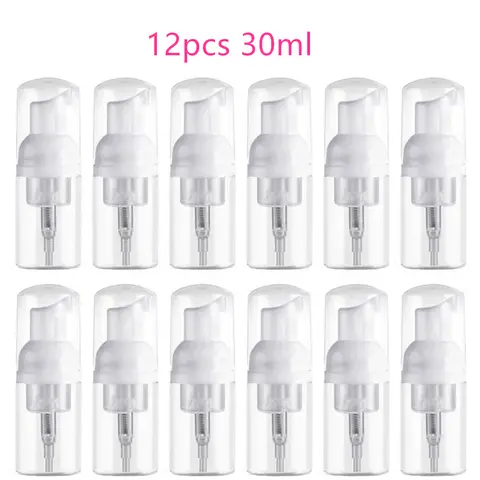 12pcs 30/60ml Portable Foam Bottle Empty Pump Clear Bottle Lotion Shampoo Dispenser Hot Koop Refillable Bottles pump foam bottle
