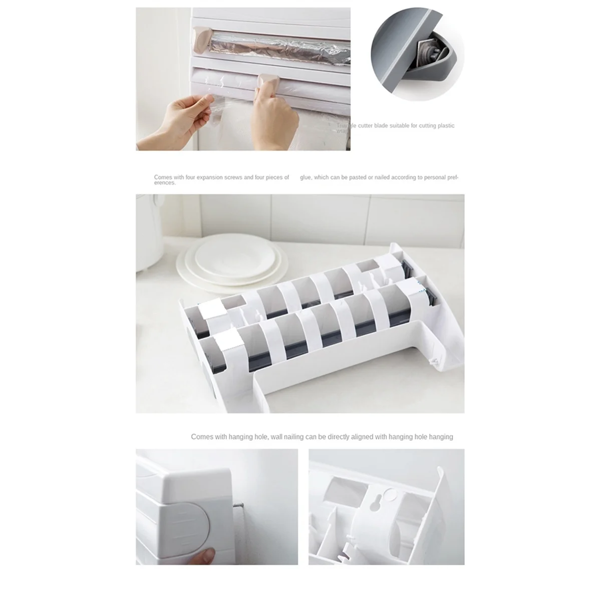 

Plastic Wrap Paper Storage Rack Wall-Mounted Aluminum Foil Roll Rack Refrigerator Kitchen Punching-Free Shelf Khaki