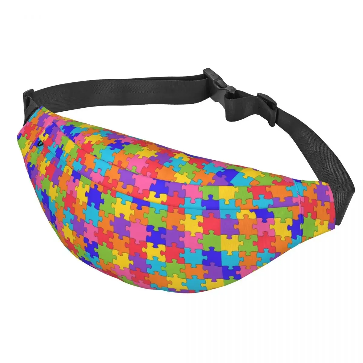 Custom Colorful Jigsaw Puzzle Autism Awareness Fanny Pack Women Sling Crossbody Waist Bag for Travel Cycling Phone Money Pouch