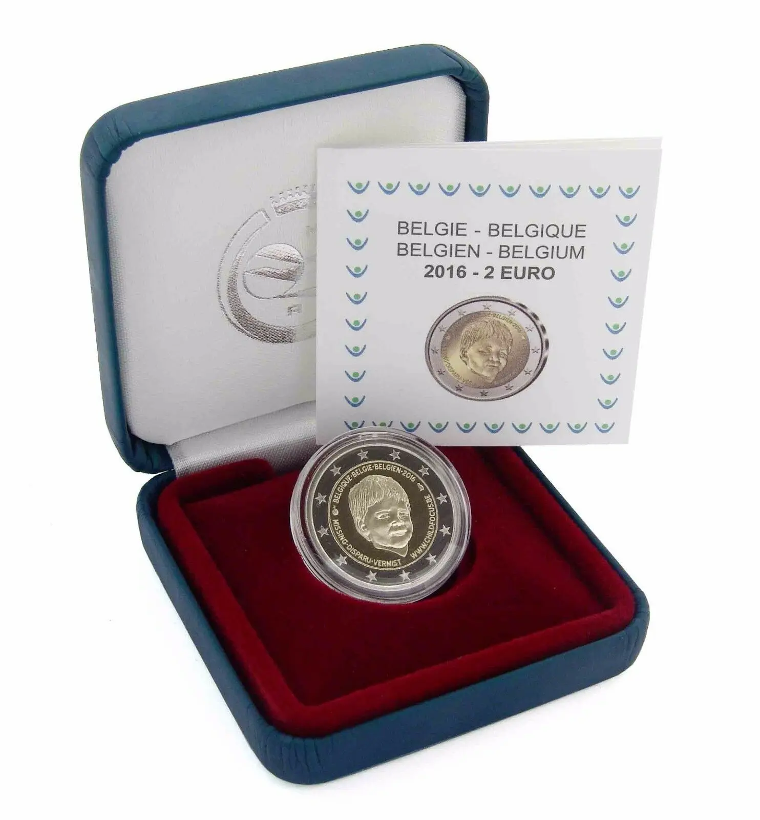 

Belgium 2016 Refined Commemorative Coin Focus on Missing Children 2 Euros