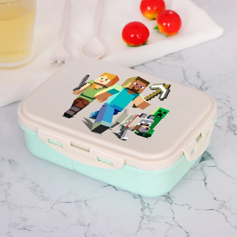 Lonchera Infantil con Diseño de Personajes de Minecraft, Lonchera Bento con Estampado de Dibujos Animados, Contenedores para Almacenar Alimentos para Niños, Regalos de Cumpleaños