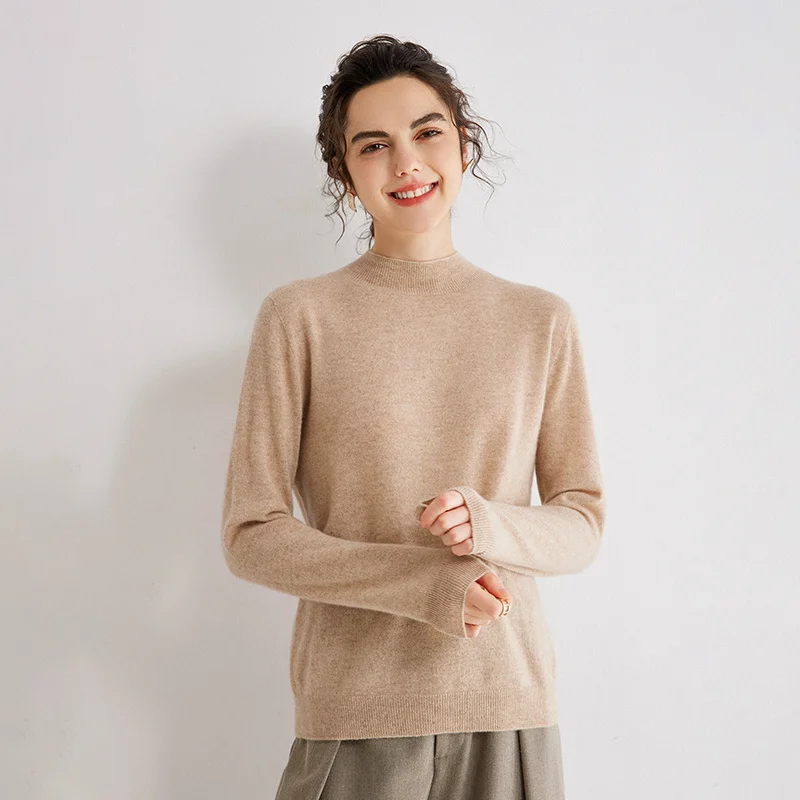 Women's 100% pure cashmere sweater, new autumn and winter model, loose knit, innerwear woolen shirt