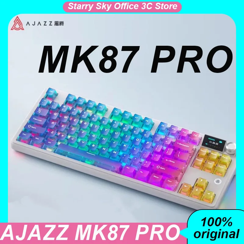 

AJAZZ MK87 PRO Wireless Tri-mode Mechanical Keyboard 87Keys 10000mAh Dual 8K TFT Screen Gasket PC Esports Laptop Keyboards