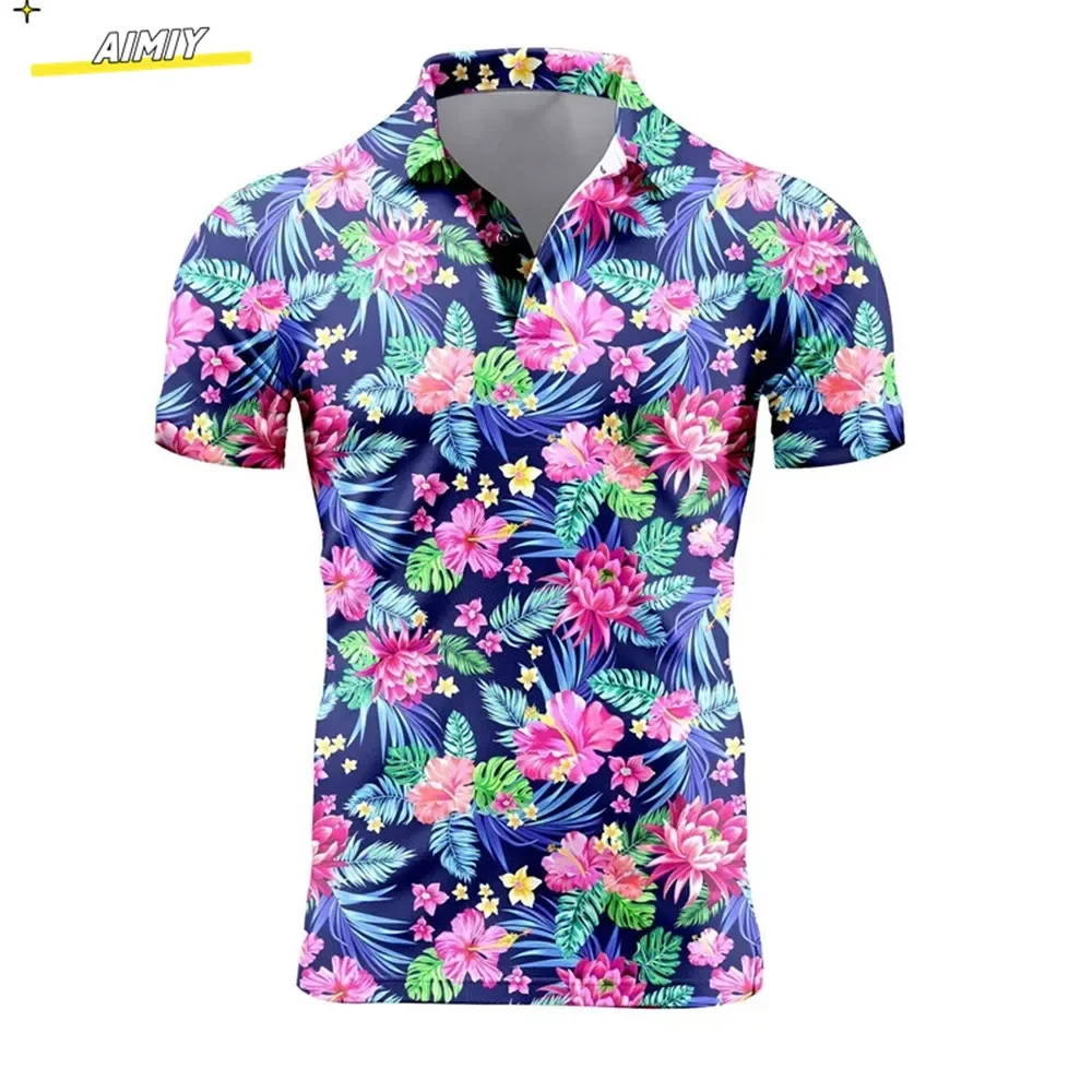 Summer Casual T-shirts Mens Short Sleeve Polo Shirts Lapel Button Work Clothing Shirts Quick Dry Tee Sports Golf T-shirt 2023