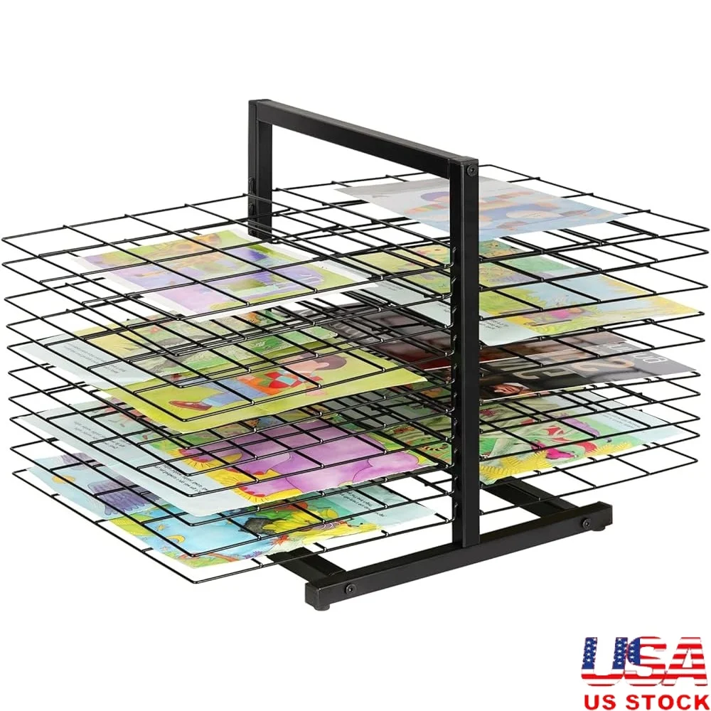 

Art Drying Rack Metal 20 Shelves Easel Storage Display Classroom Painting Crafts Easy Assembly Lightweight Durable Workspace