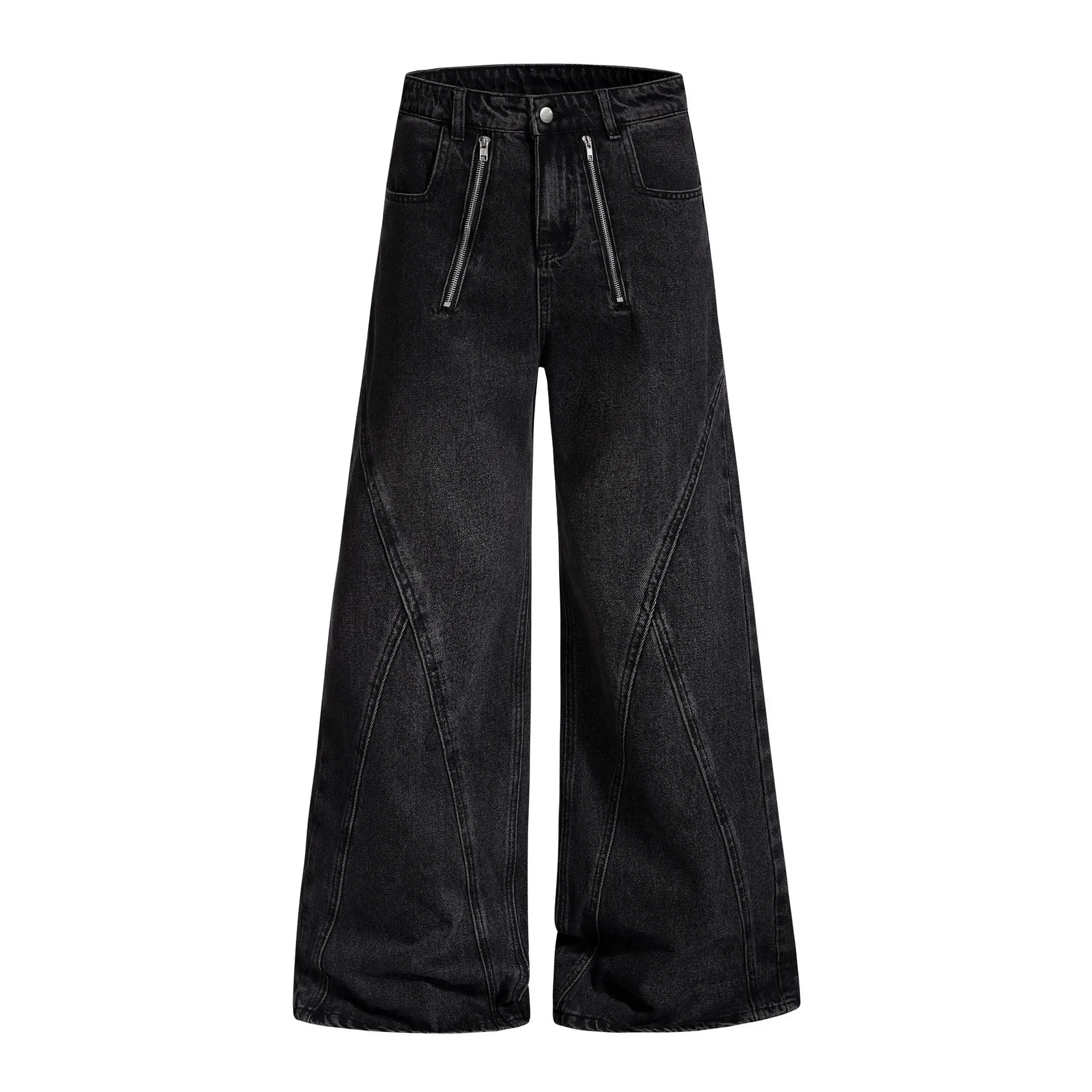 OR FL American Streetwear Brand Retro Wash With Water Wide Leg Pants Jeans Deconstruction Design Sense Mop the Floor Trousers